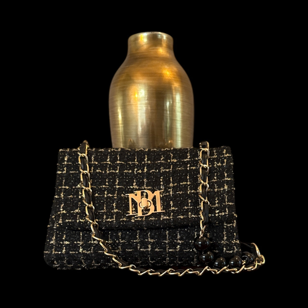 Badgley Mischka tweed small messenger bag