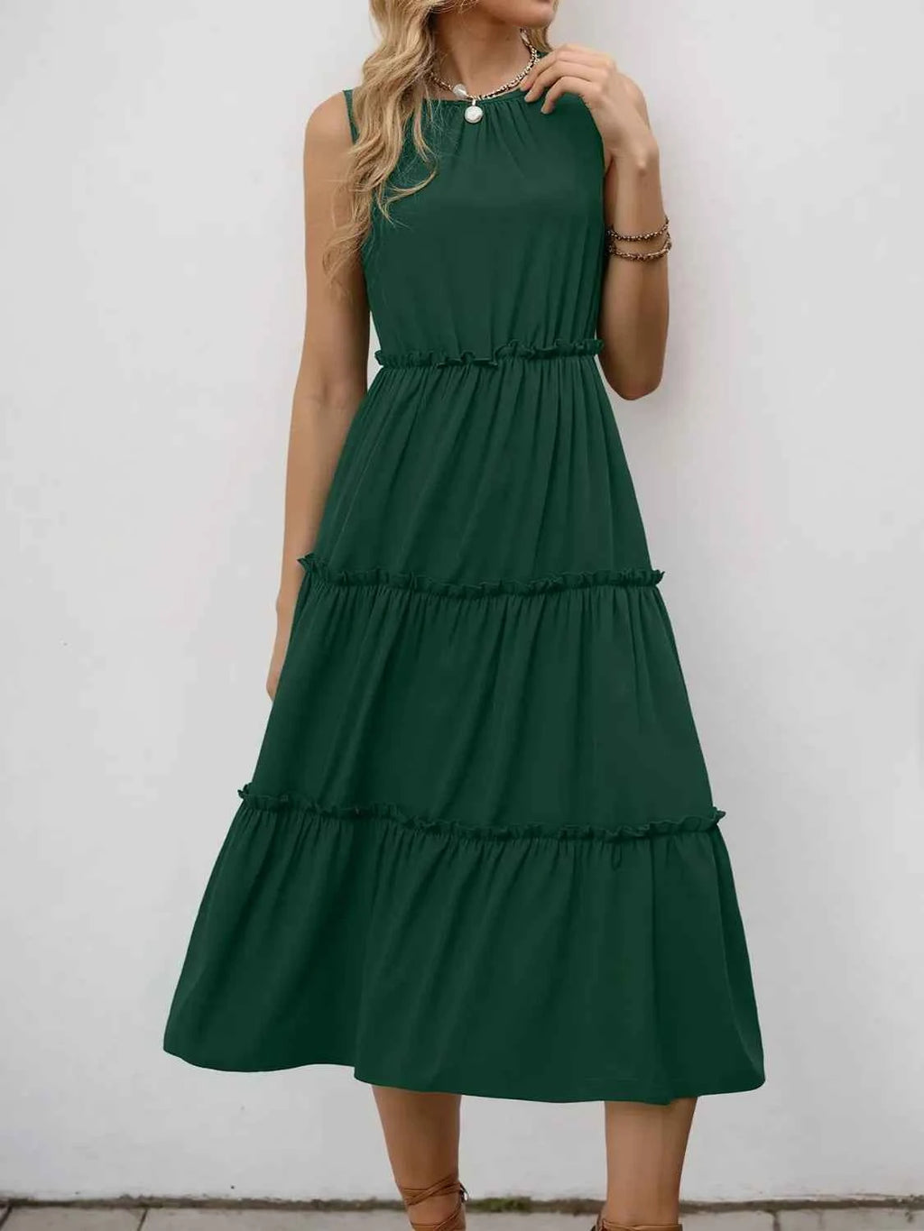 Frill Tiered Midi Dress