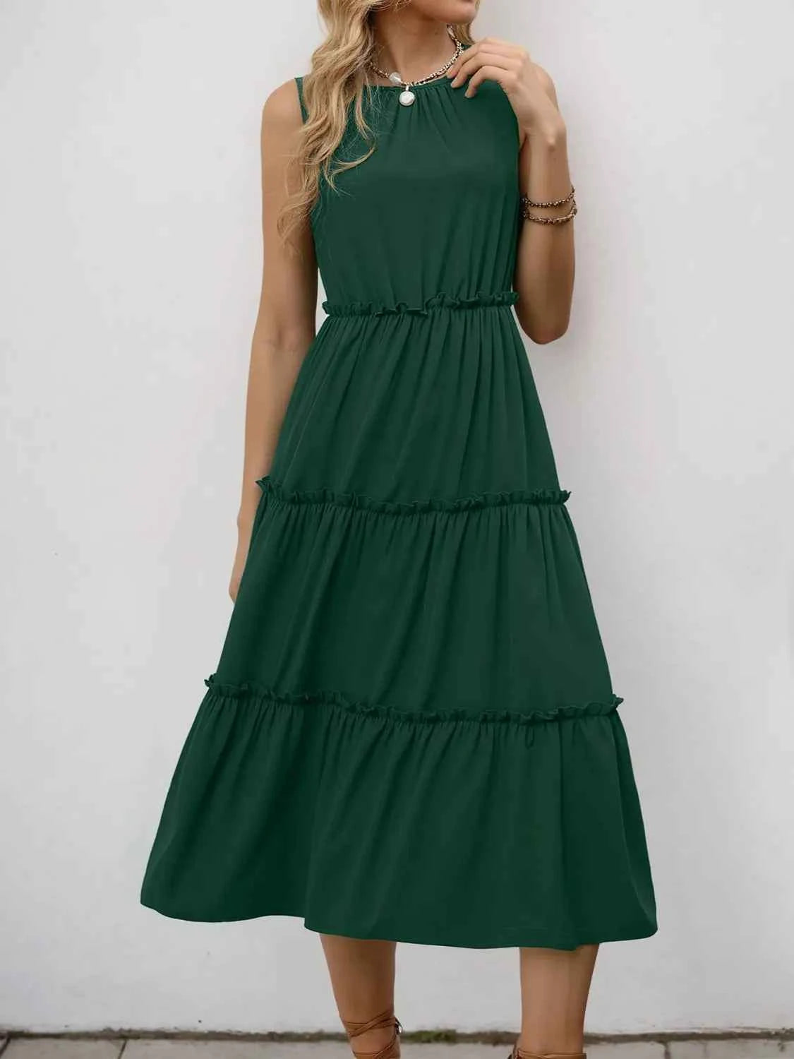 Frill Tiered Midi Dress