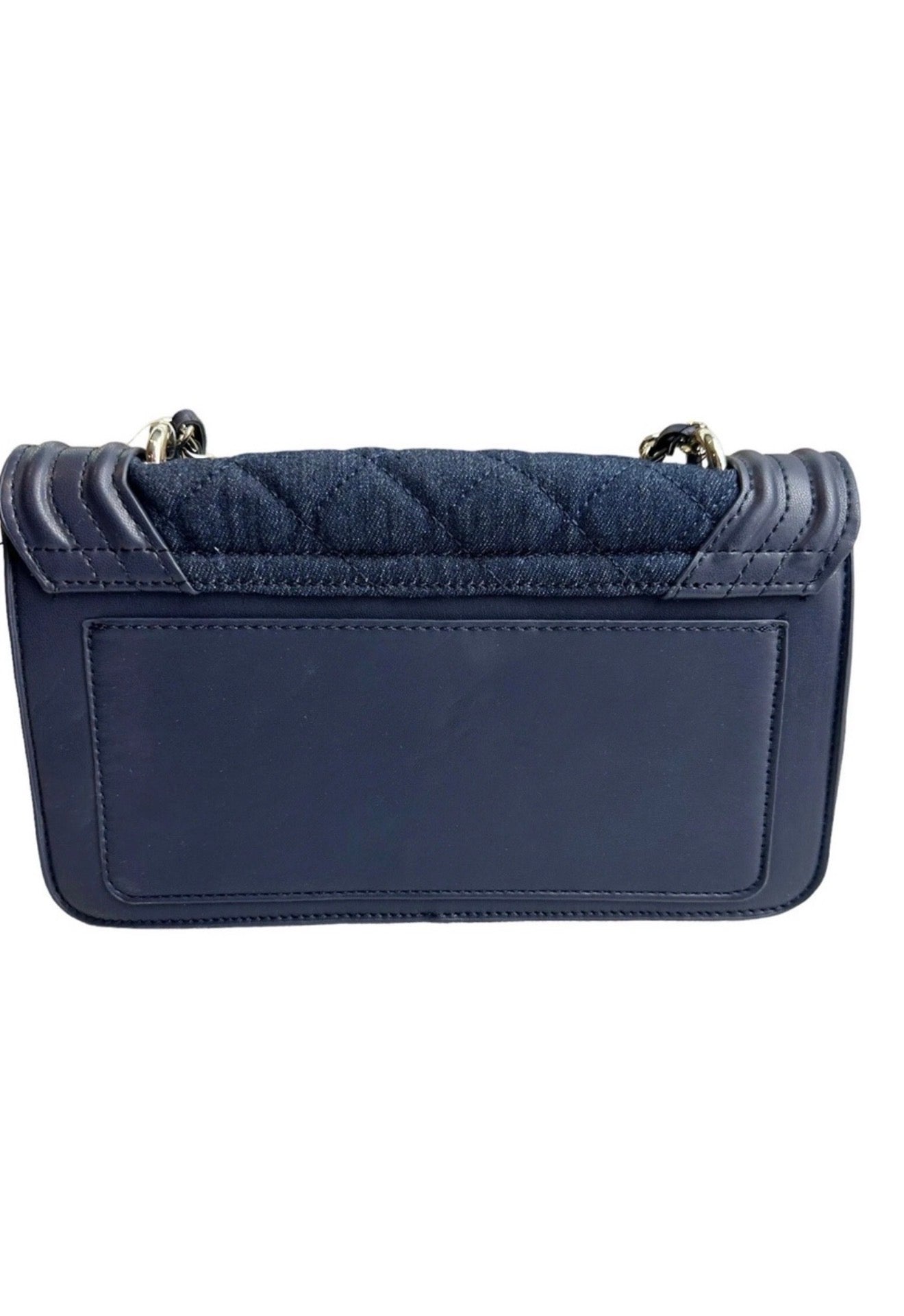 Badgley Mischka Quilted Pearl Denim Crossbody Bag