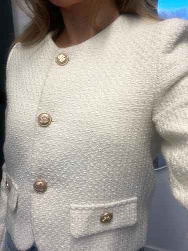 URBAN REVIVO Women's Cropped Tweed Blazer Jacket