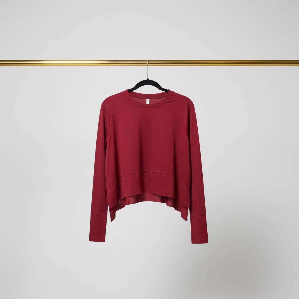 Shark Bite Side Slit Long Sleeve Top - Relaxed Fit Tee