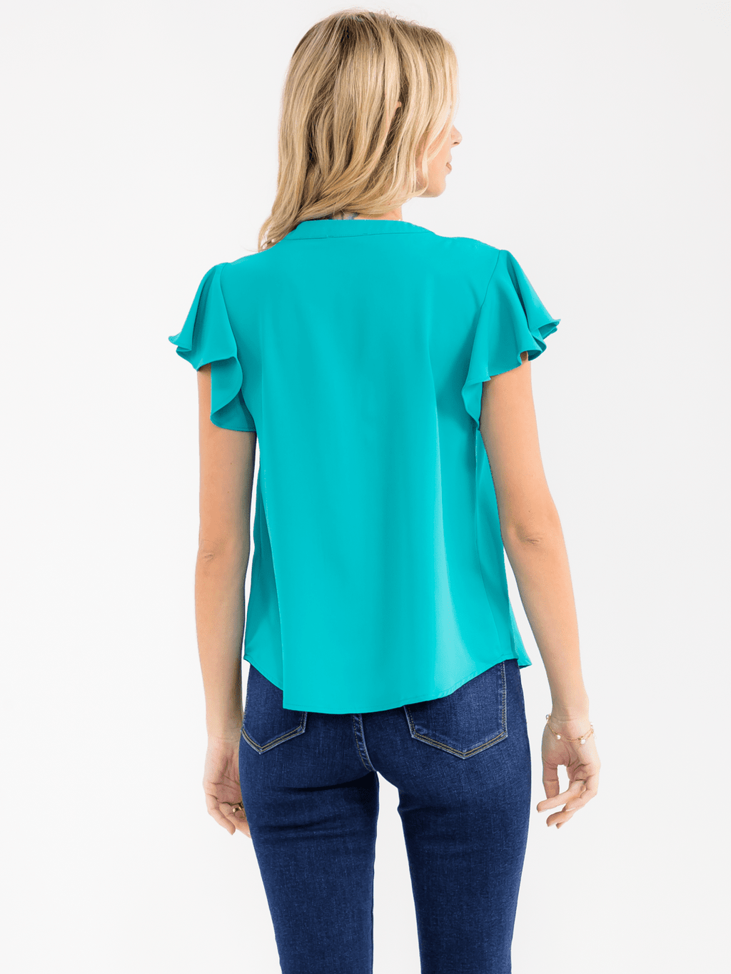 Women's Ruffle Sleeve V-Neck Blouse