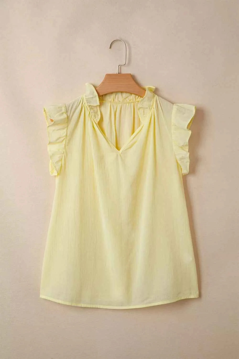 V Neck Ruffle Trim Sleeveless Shift Top