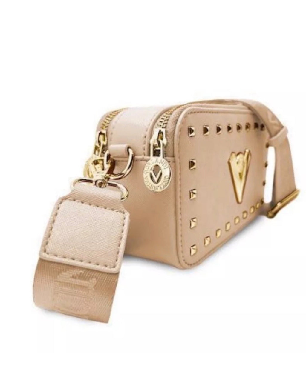 Valentino Orlandi Italian Studded Crossbody Camera Bag - Taupe
