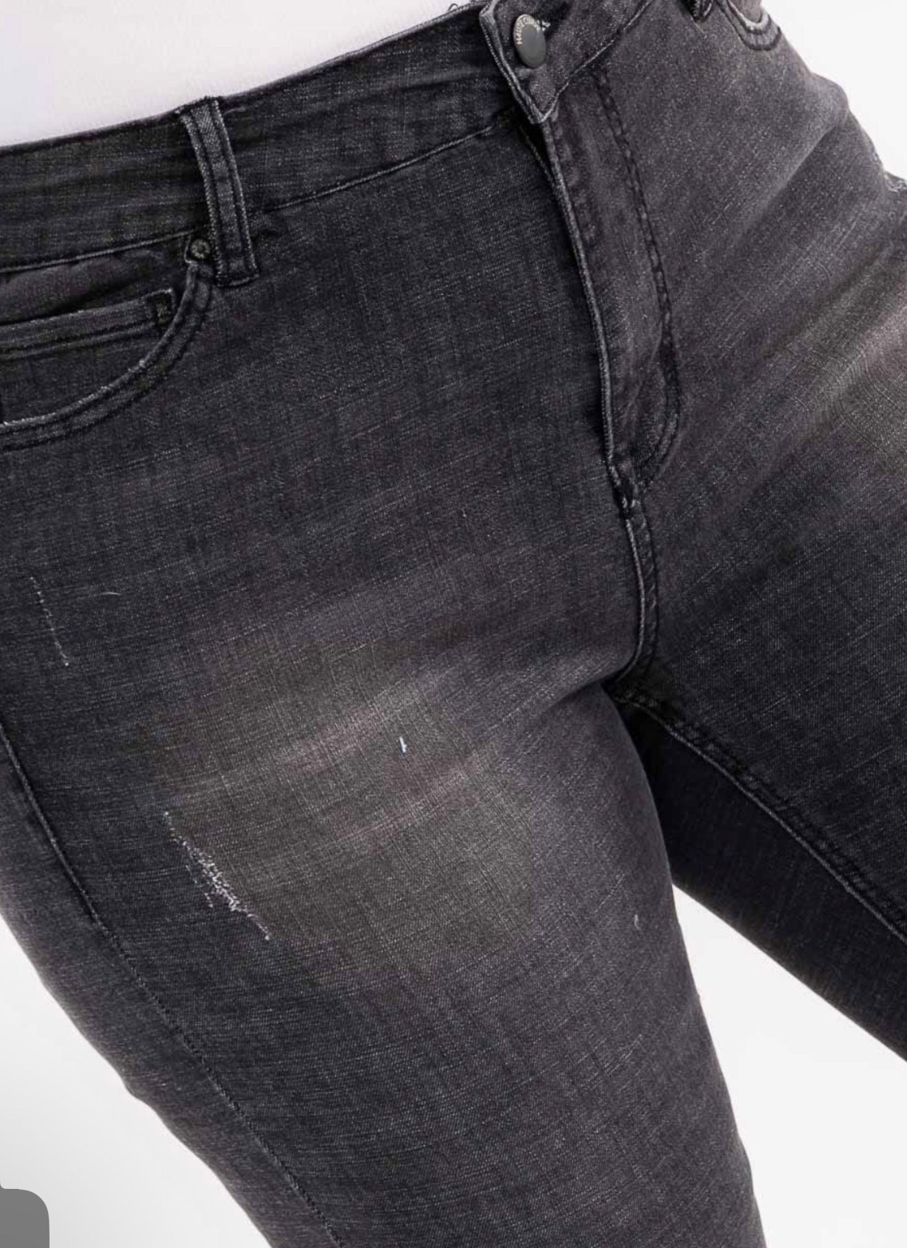 Haute Curve Washed Denim Skinny Jeans | Plus Size Stretch Pants with Button Closure