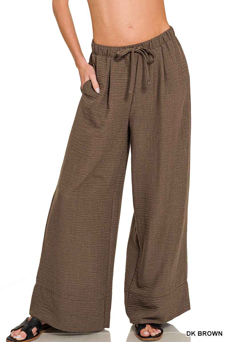 Zenana Linen Blend Wide Leg Pants – Flowy & Relaxed Fit