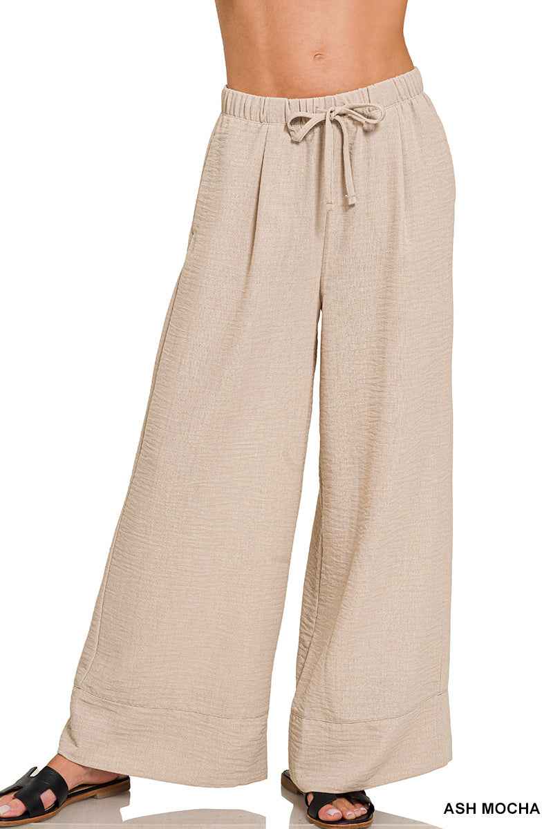 Zenana Linen Blend Wide Leg Pants – Flowy & Relaxed Fit