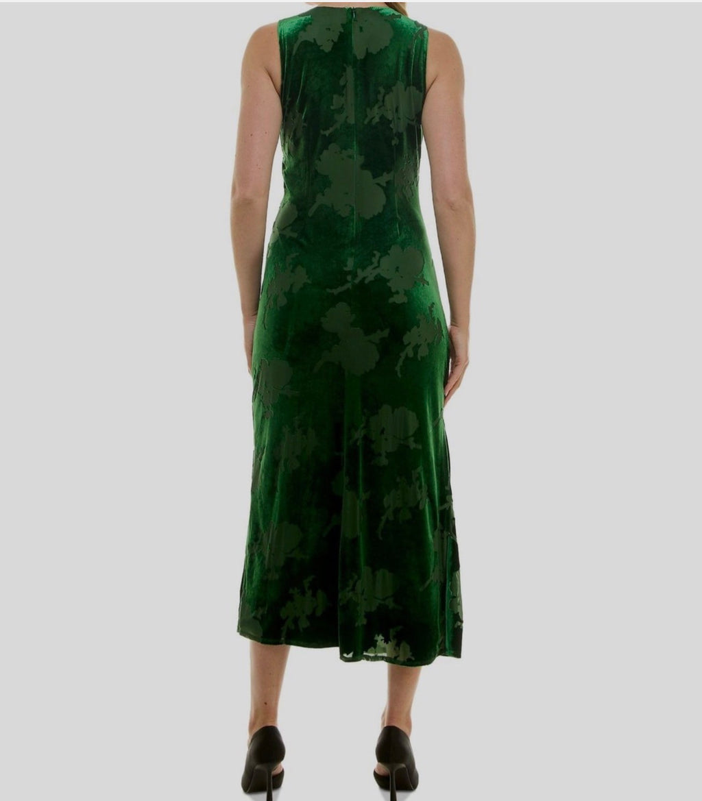 Taylor Women's Ruched Burnout Velvet MIDI Dress