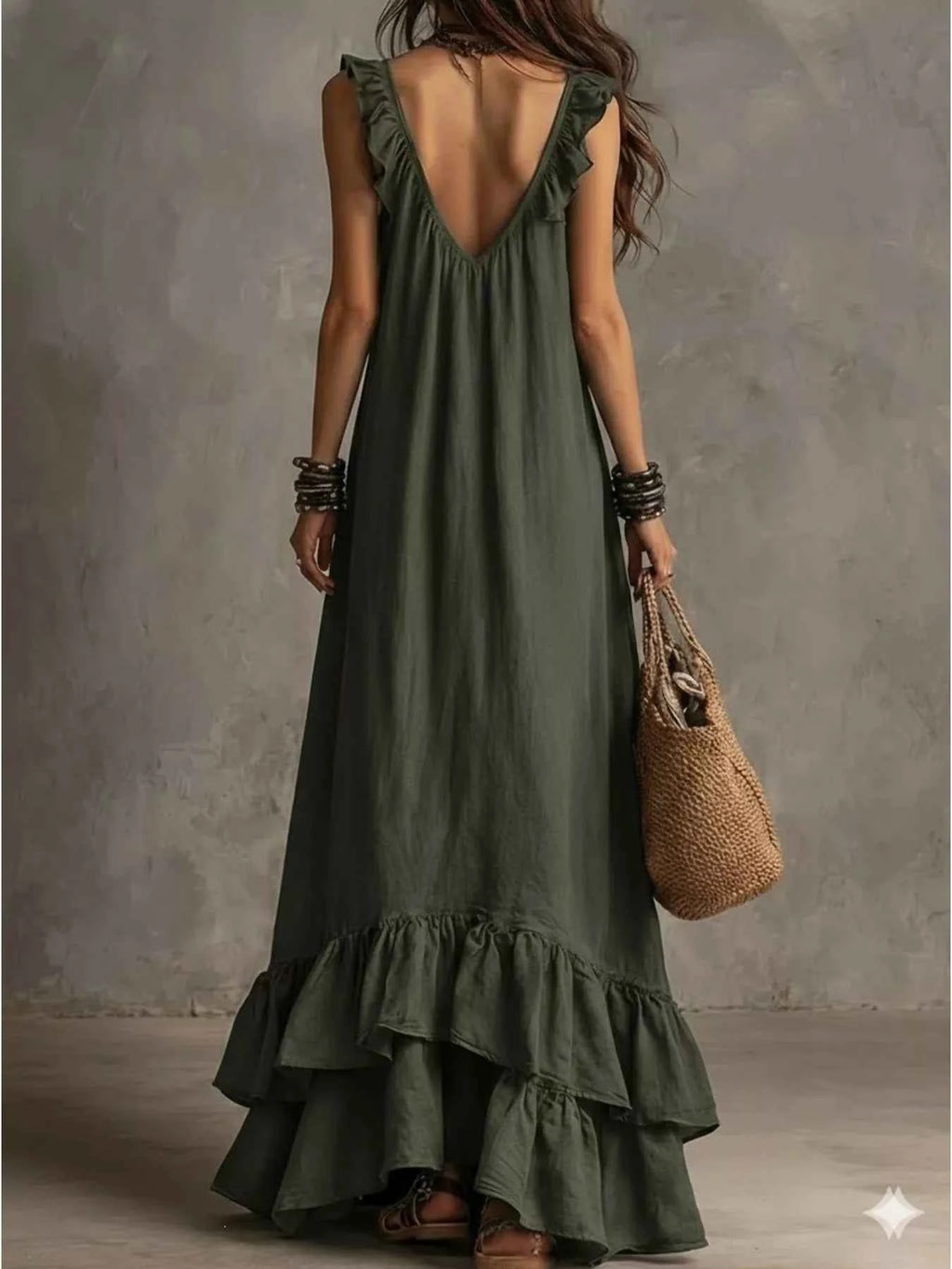 Ruffled Sleeveless Maxi Dress