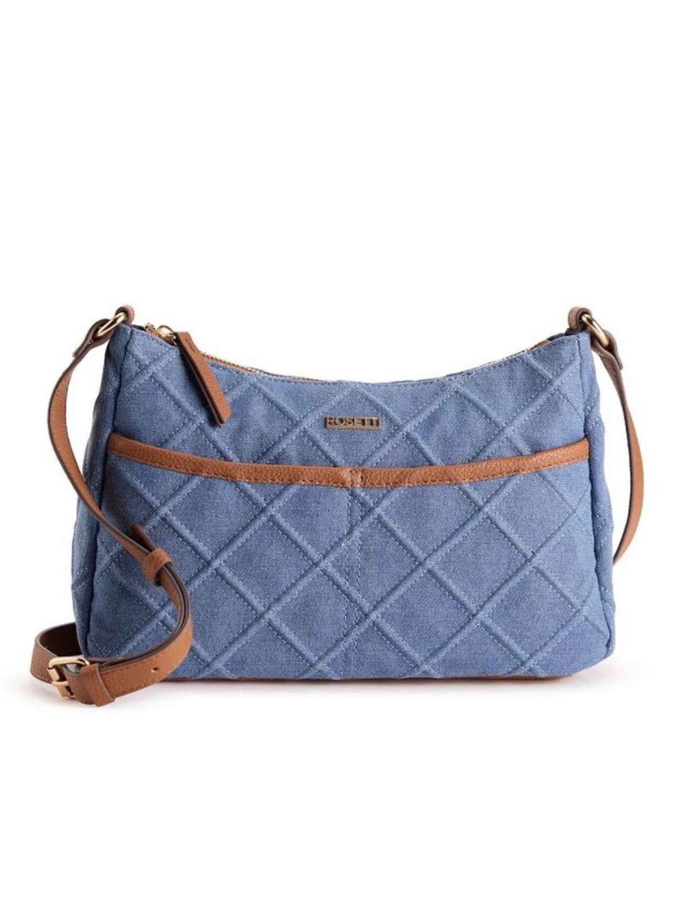 Rosetti Denim Crossbody – Brown Vegan-Leather Trim