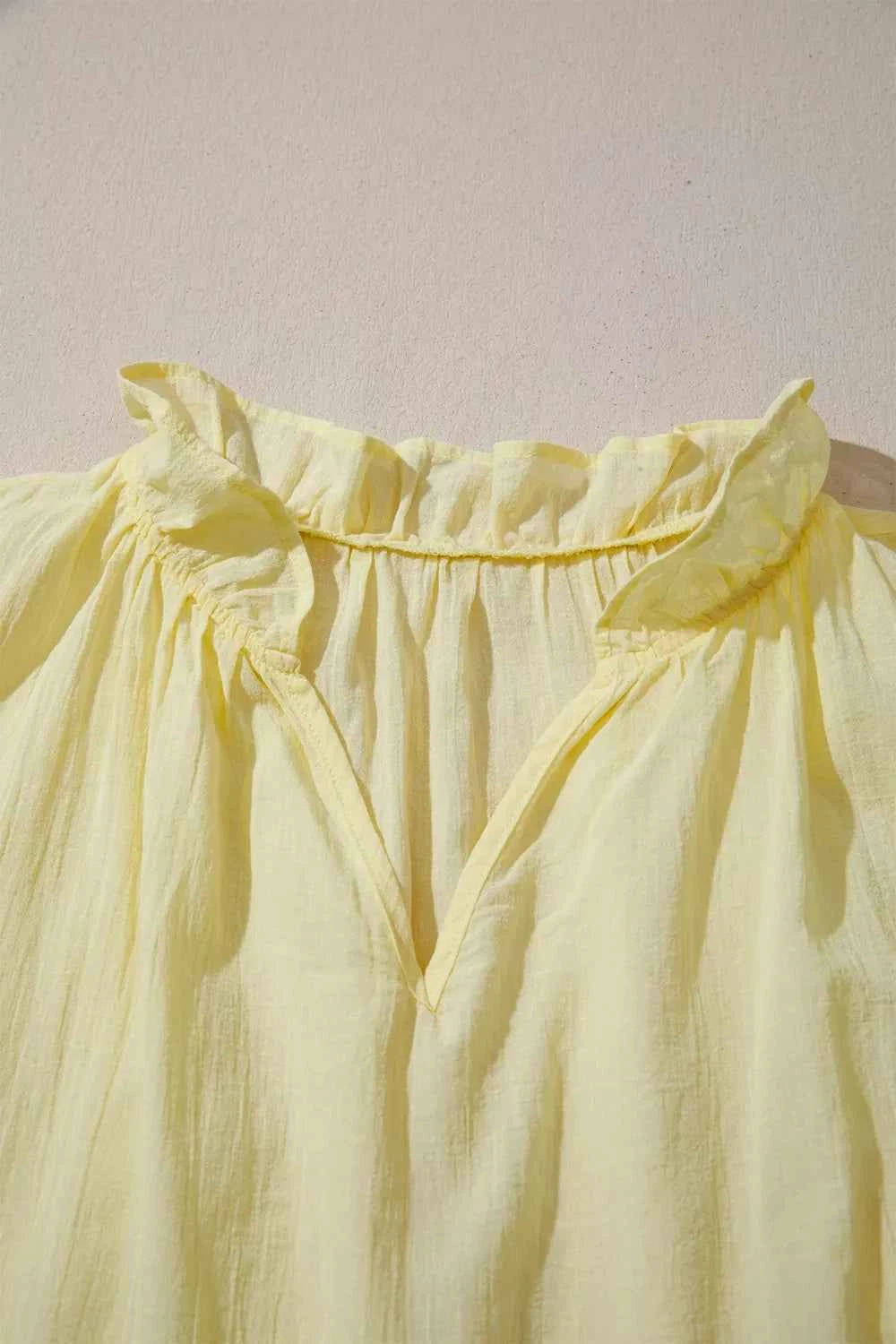 V Neck Ruffle Trim Sleeveless Shift Top