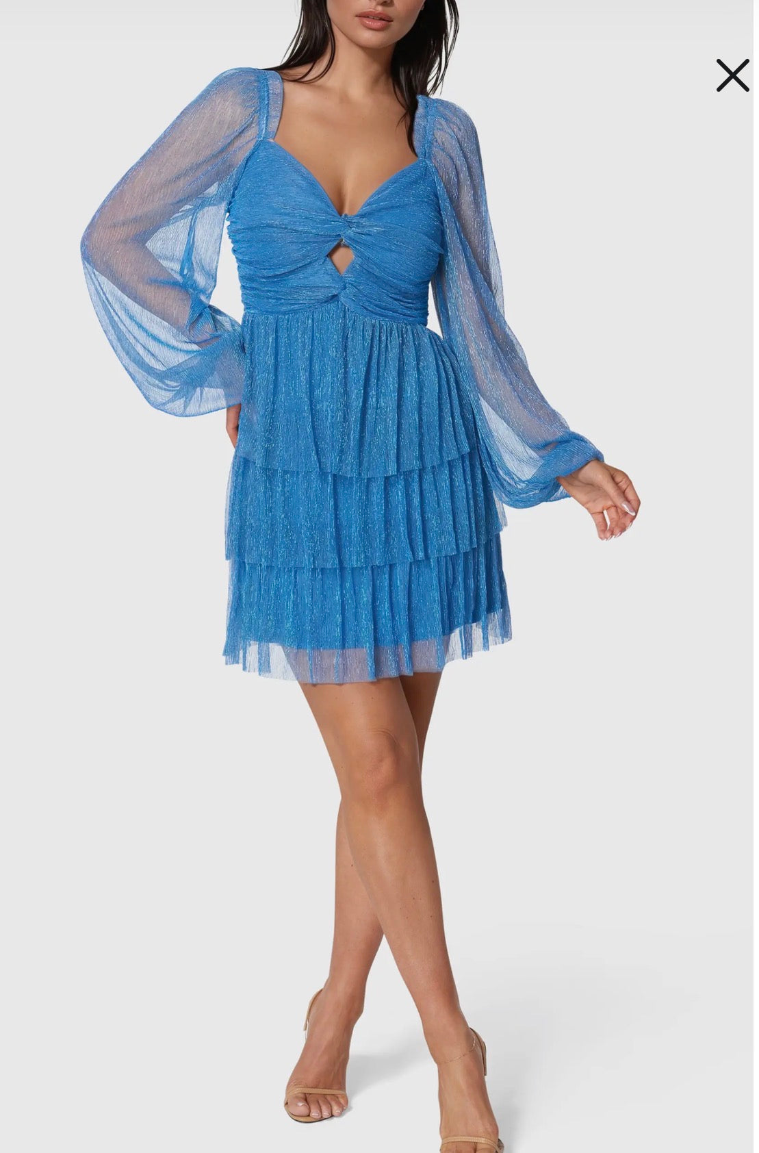 bebe Lurex Crepe Tiered Minidress