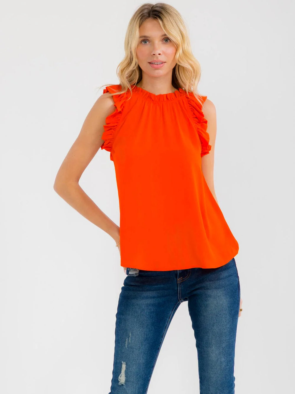 Blu Pepper Ruffle-Sleeve Blouse