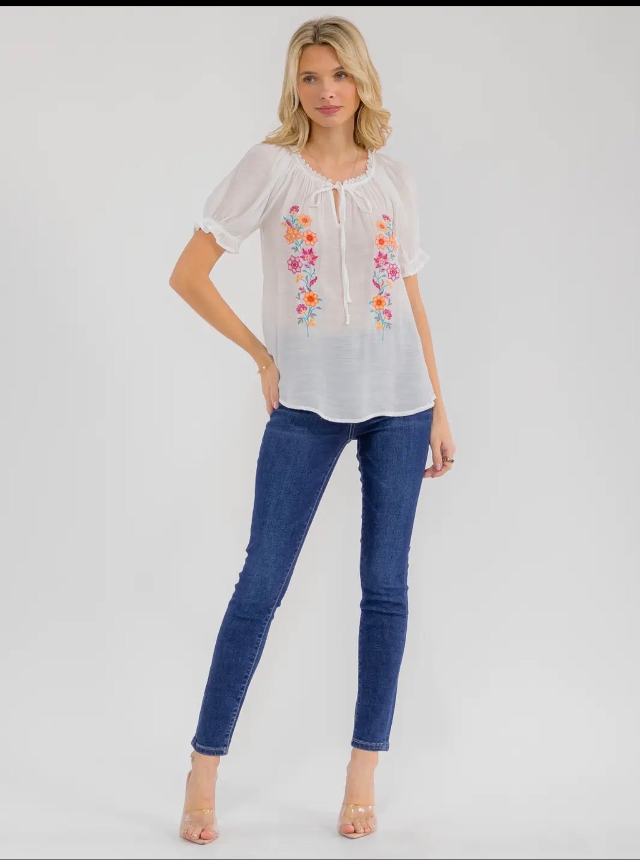 Blu Pepper floral-embroidered blouse back view