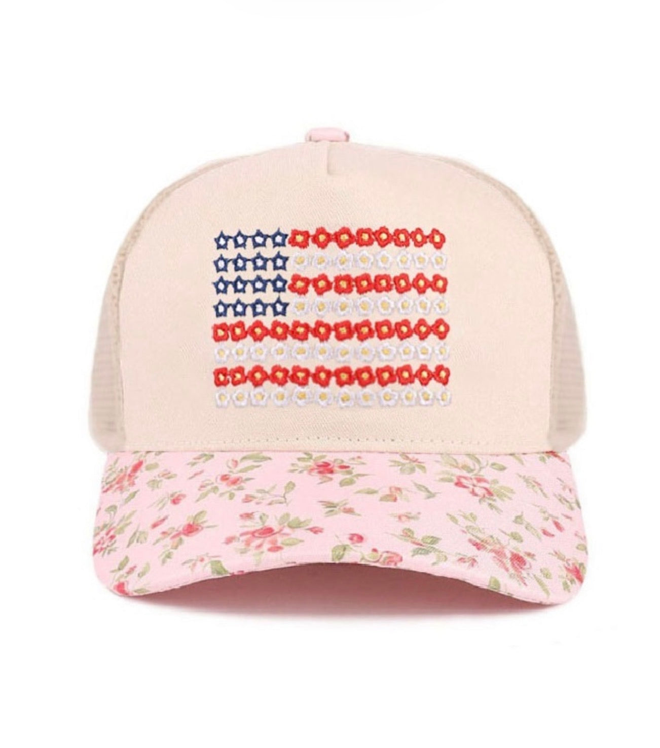 American Flag Two-Tone Trucker Cap for Women