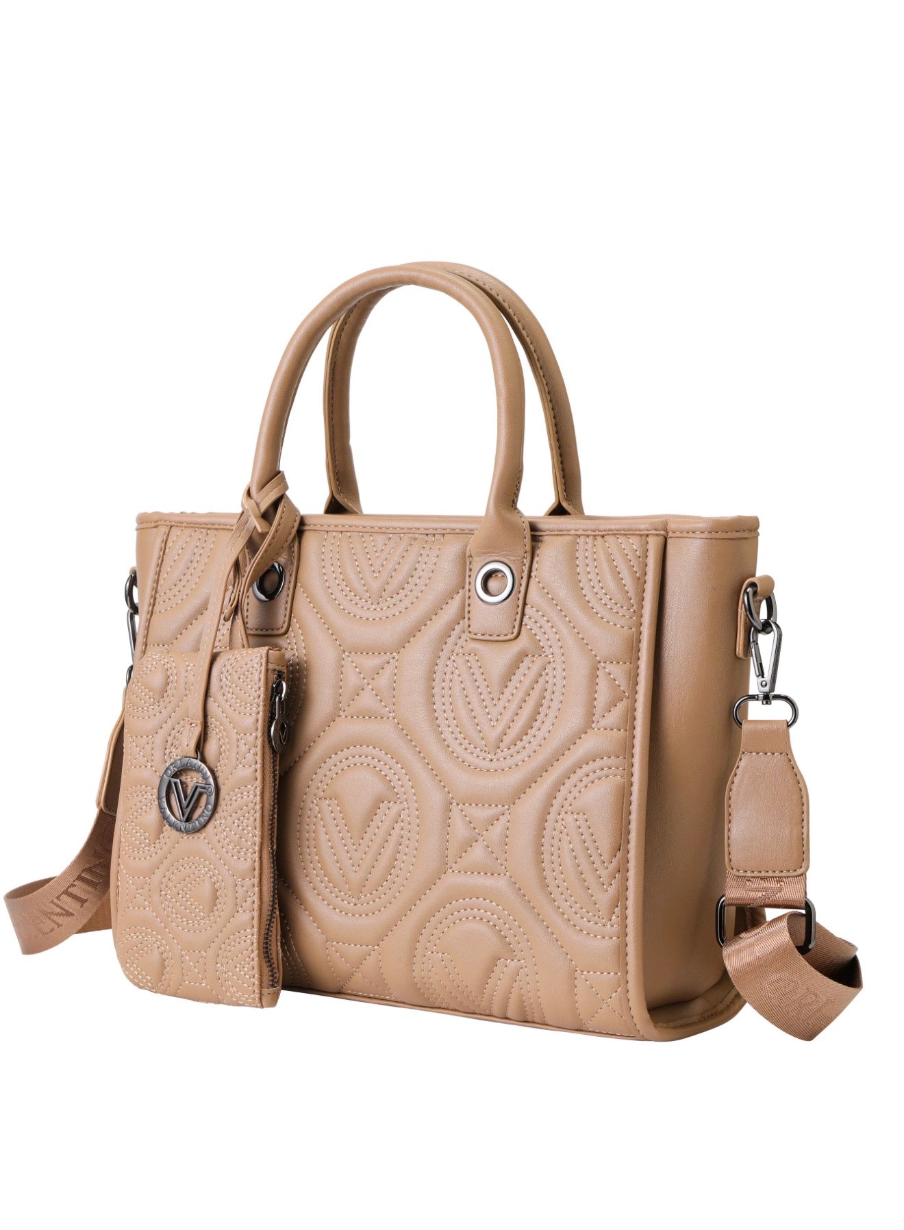 Valentino Orlandi Kayla Medium Tote Bag – Vegan Leather with Gun-metal Hardware