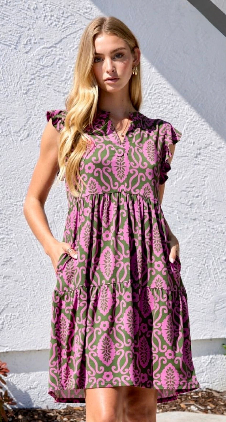 Dear Scarlett Lizzy Sleeveless Tiered Dress with Pockets