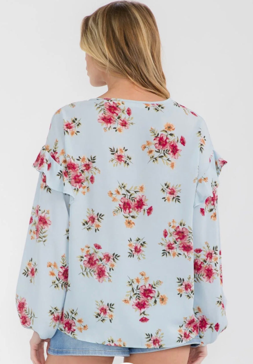 Vine & Love Floral Bell Sleeve Blouse