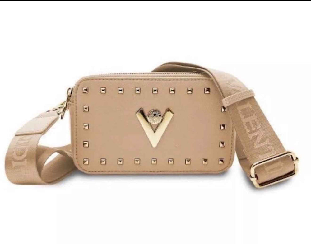 Valentino Orlandi Taupe Studded Camera Crossbody