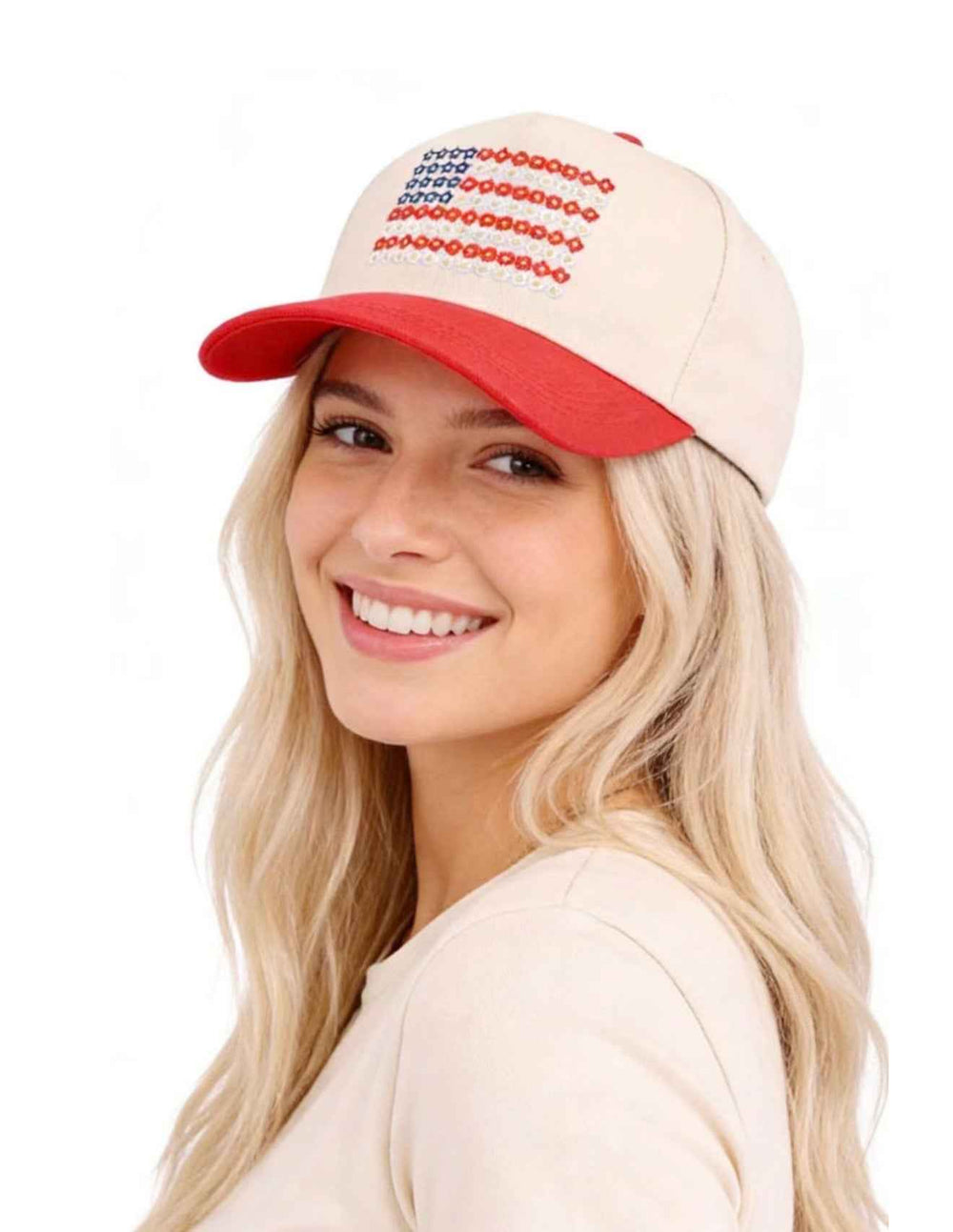 American Flag Trucker Cap – Women's Distressed Two-Tone Snapback