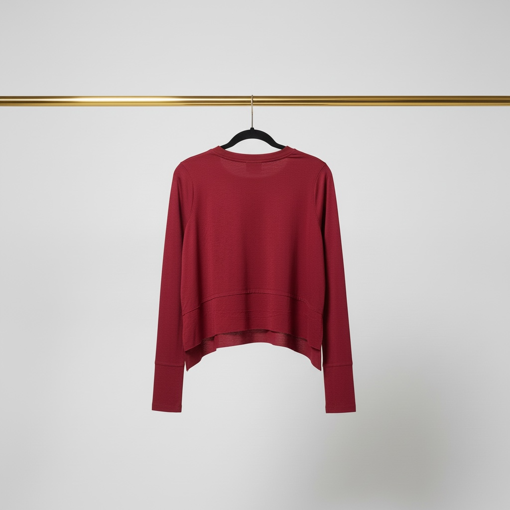 Shark Bite Side Slit Long Sleeve Top - Relaxed Fit Tee