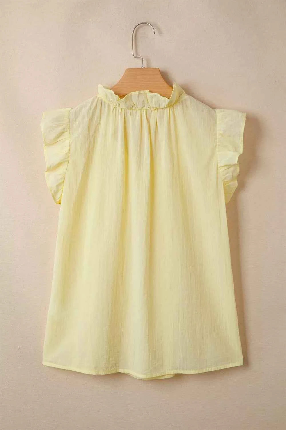 V Neck Ruffle Trim Sleeveless Shift Top