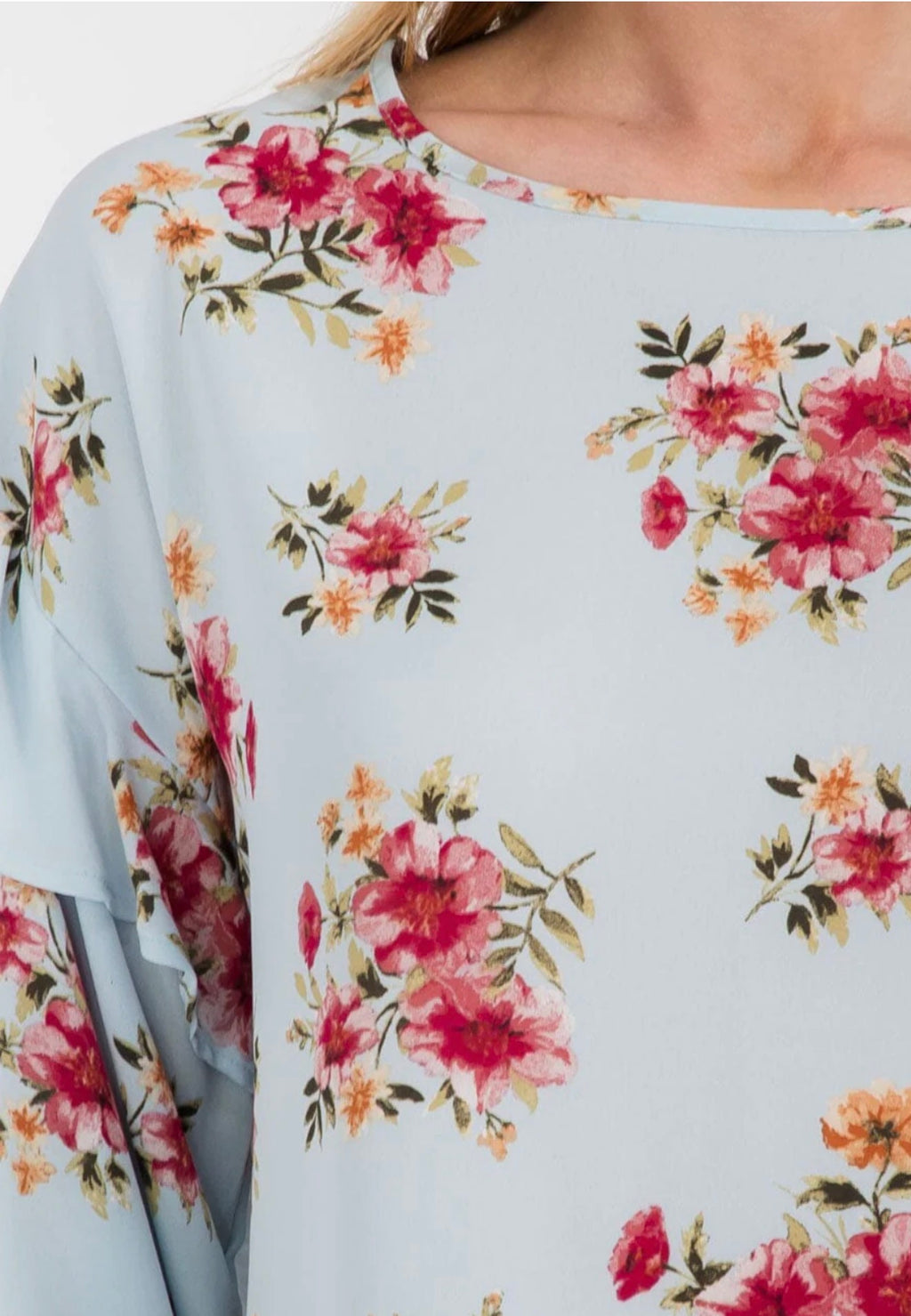 Vine & Love Floral Bell Sleeve Blouse