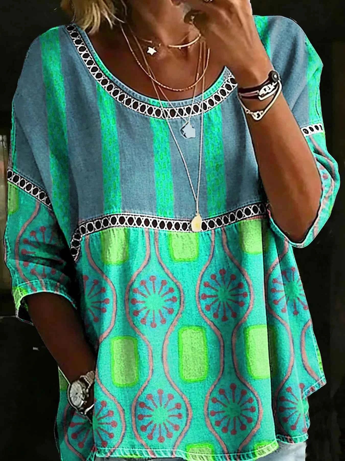 Full Size Hollow Out Round Neck Top Plus Size