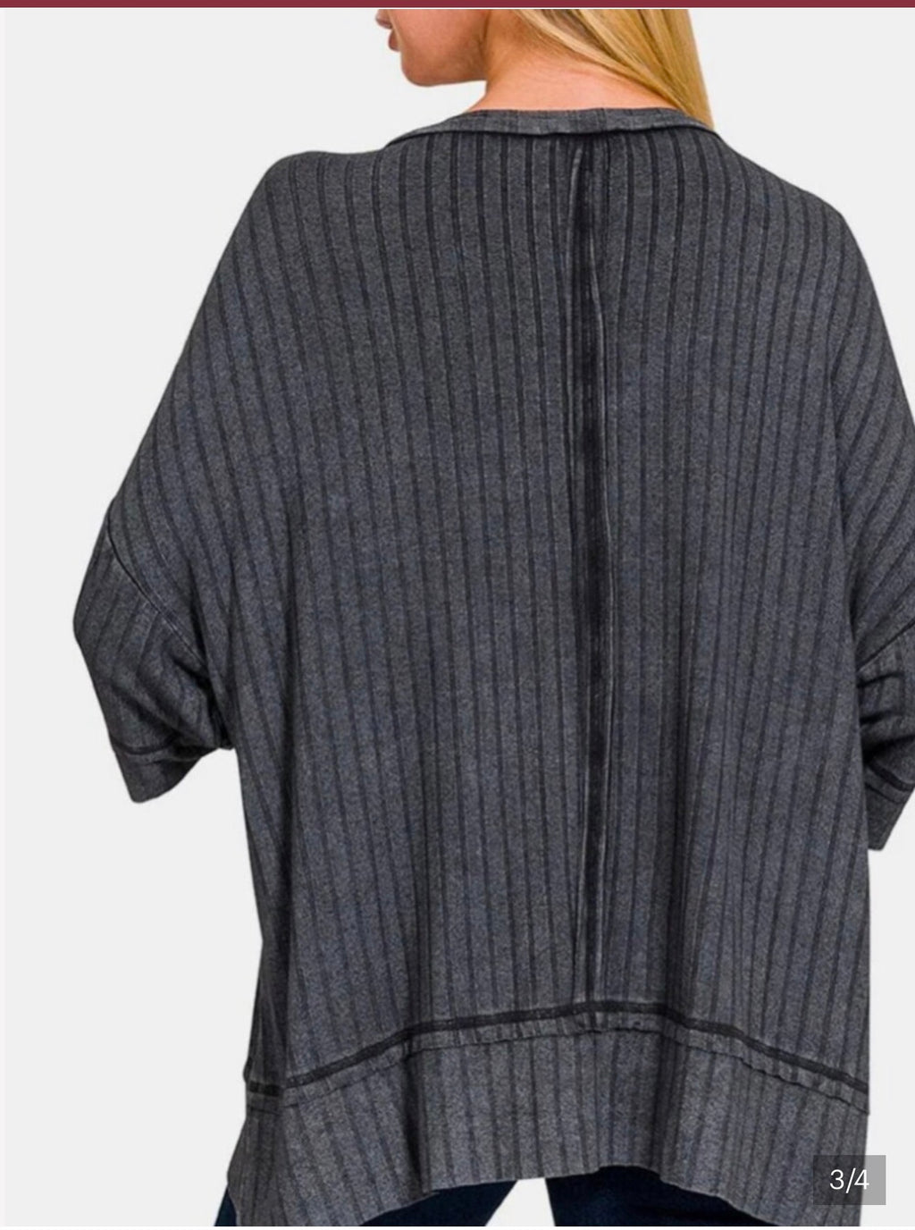Zenana Plus Ribbed Acid Washed Tunic
