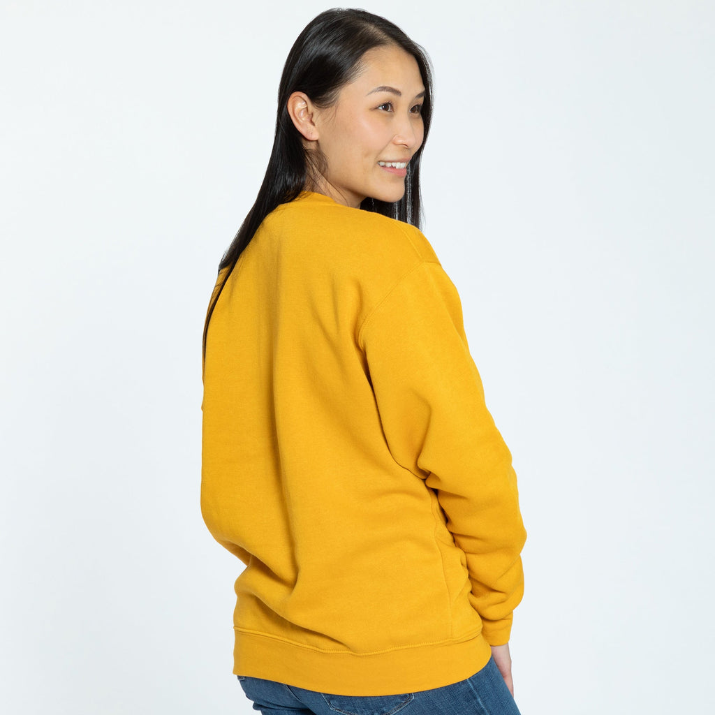 GreaterGood orange sweatshirt back view