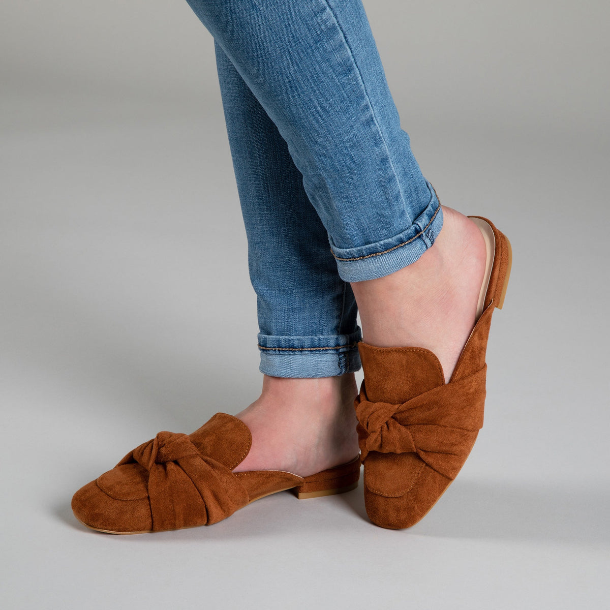 Women Knotted Faux Suede Slip On Shoes With Comfortable Memory Foam