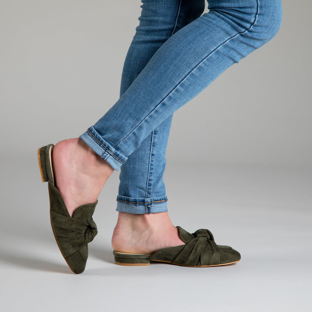 Women Knotted Faux Suede Slip On Shoes With Comfortable Memory Foam