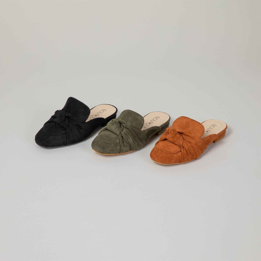 Women Knotted Faux Suede Slip On Shoes With Comfortable Memory Foam