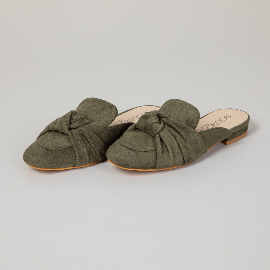 Women Knotted Faux Suede Slip On Shoes With Comfortable Memory Foam