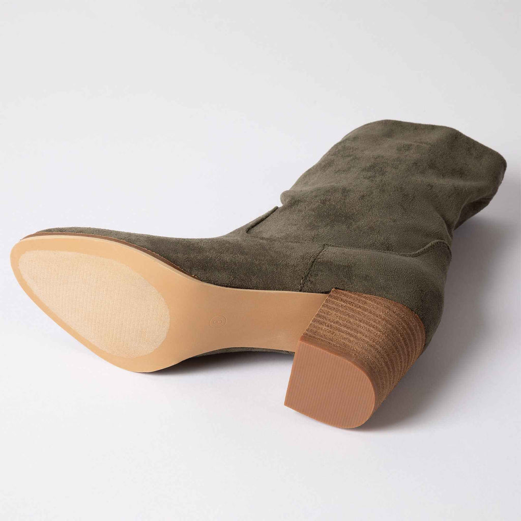 Corkys Wicked Block Heel Dress Booties Faux Suede Comfortable Women Shoes