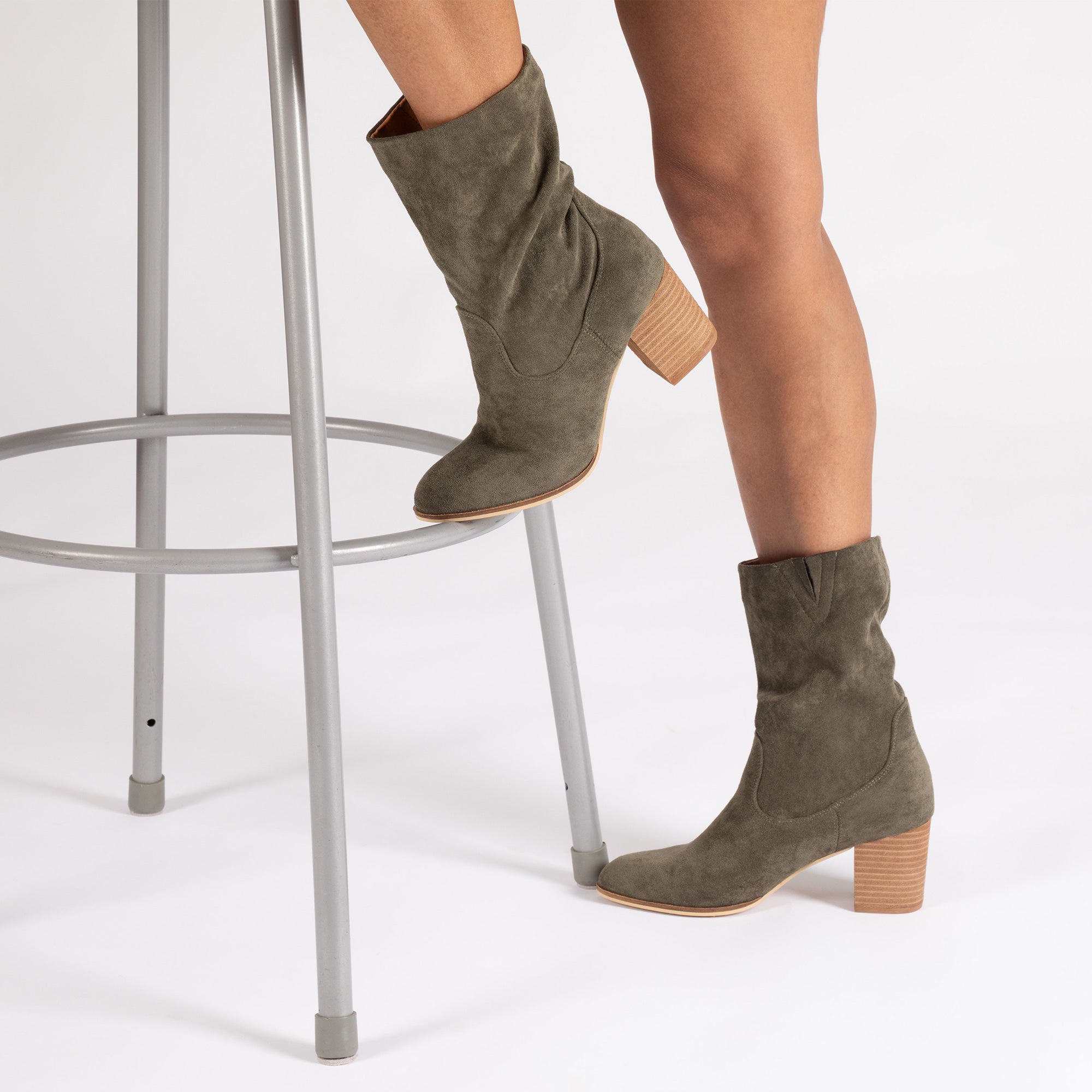 Corkys Wicked Block Heel Dress Booties Faux Suede Comfortable Women Shoes
