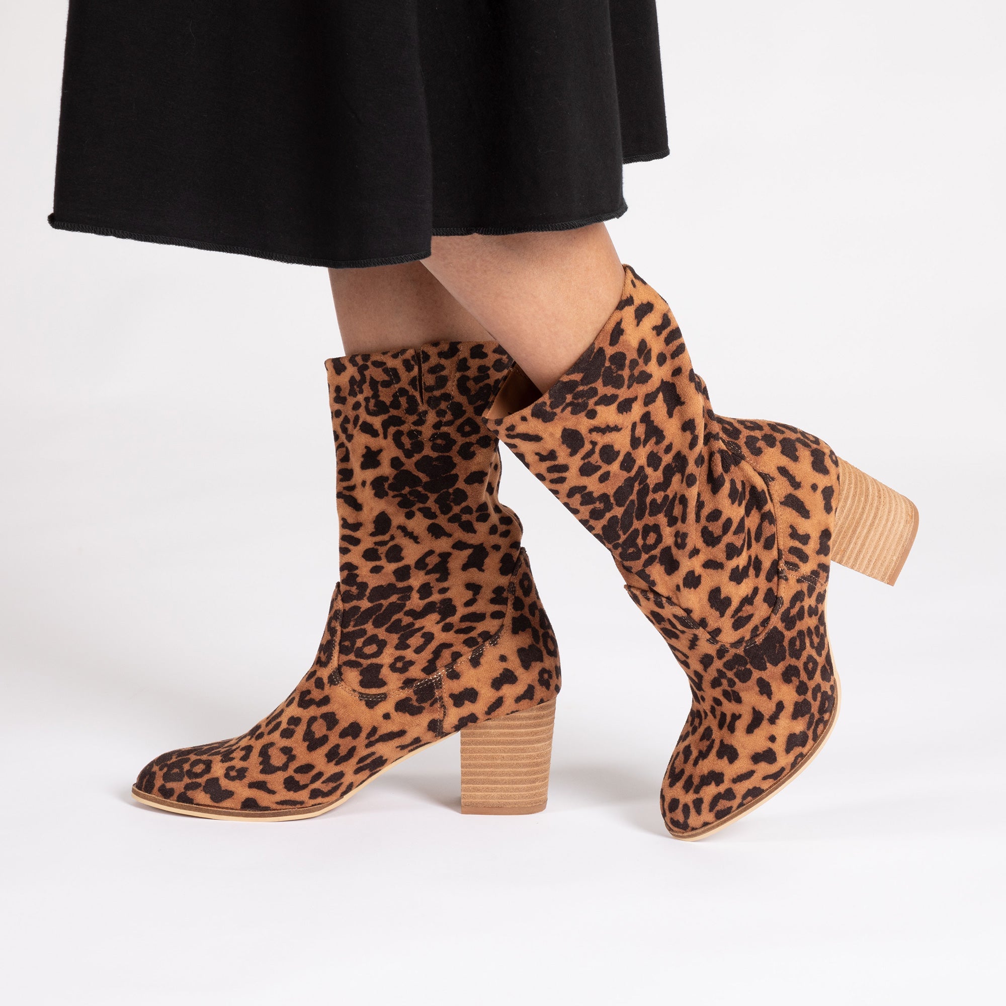 Corkys Wicked Block Heel Dress Booties Faux Suede Comfortable Women Shoes