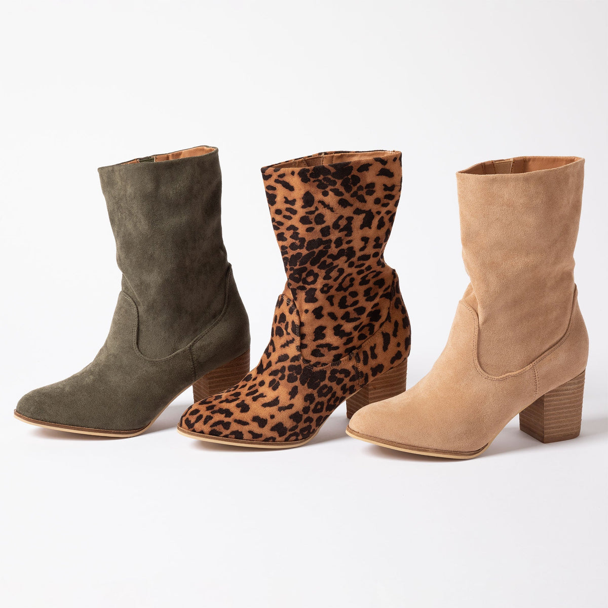 Corkys Wicked Block Heel Dress Booties Faux Suede Comfortable Women Shoes