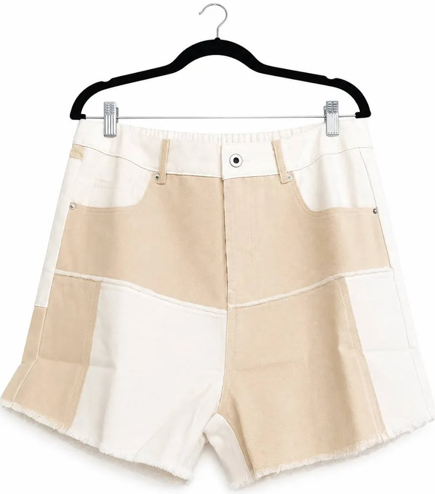 Very J Colorblock Washed-Cotton Shorts – Casual Summer