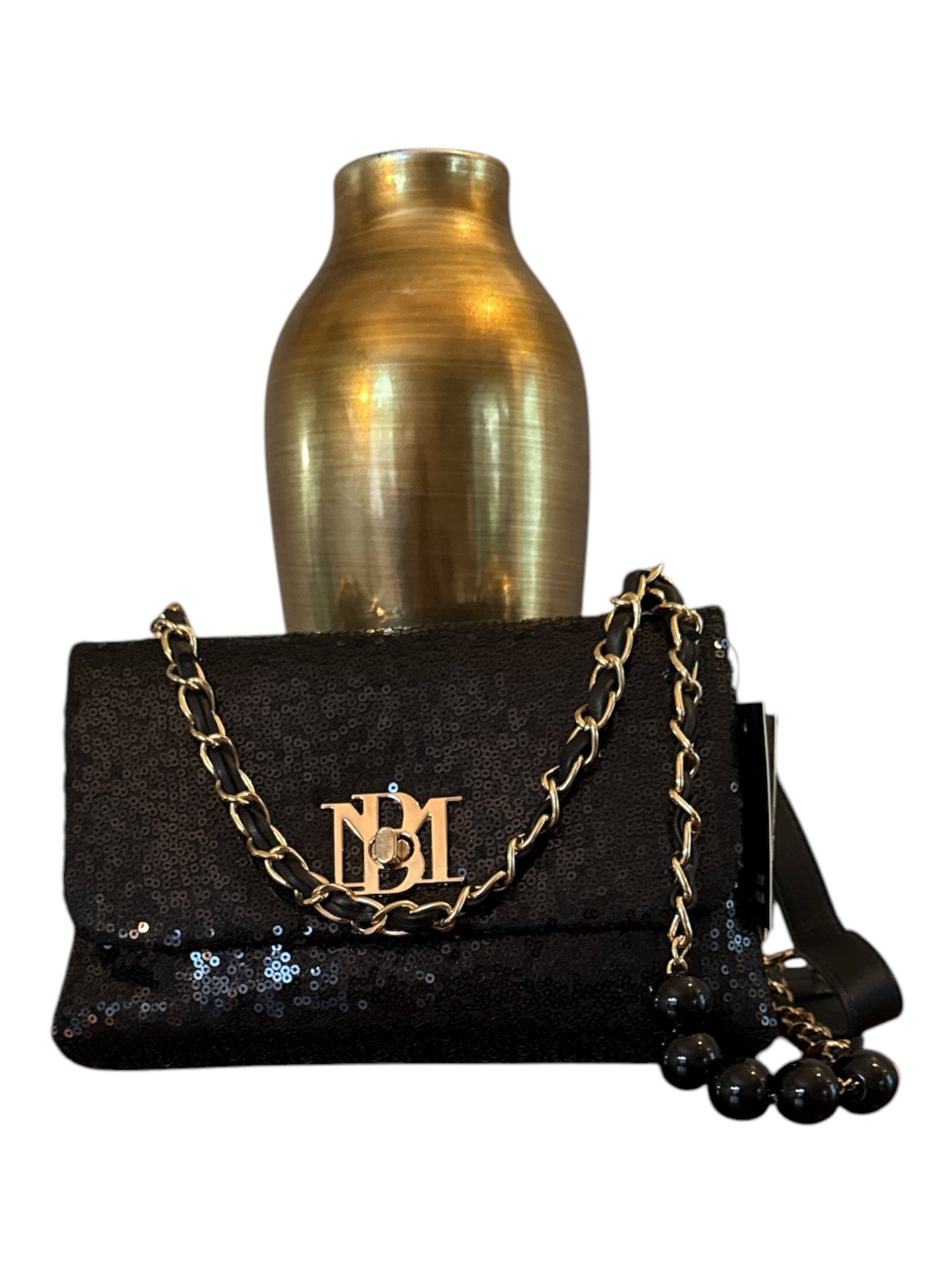 Badgley Mischka sparkly sequin chain strap small messenger bag