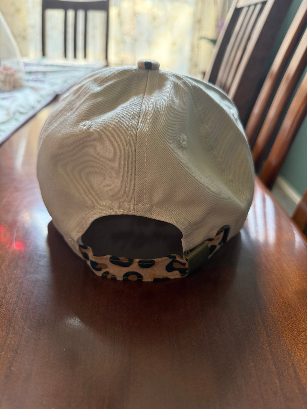 Bad Hair Day Cap – Women's Khaki Baseball Hat with Leopard Brim