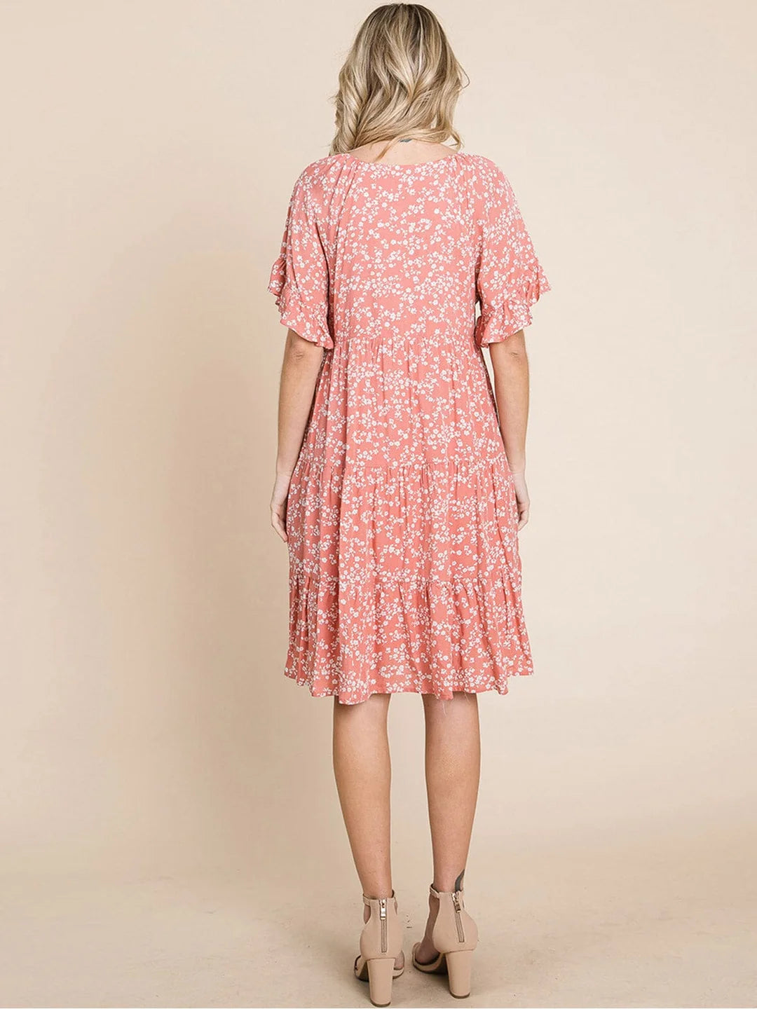 Floral Tunic Mini Dress with Button Front & Pockets