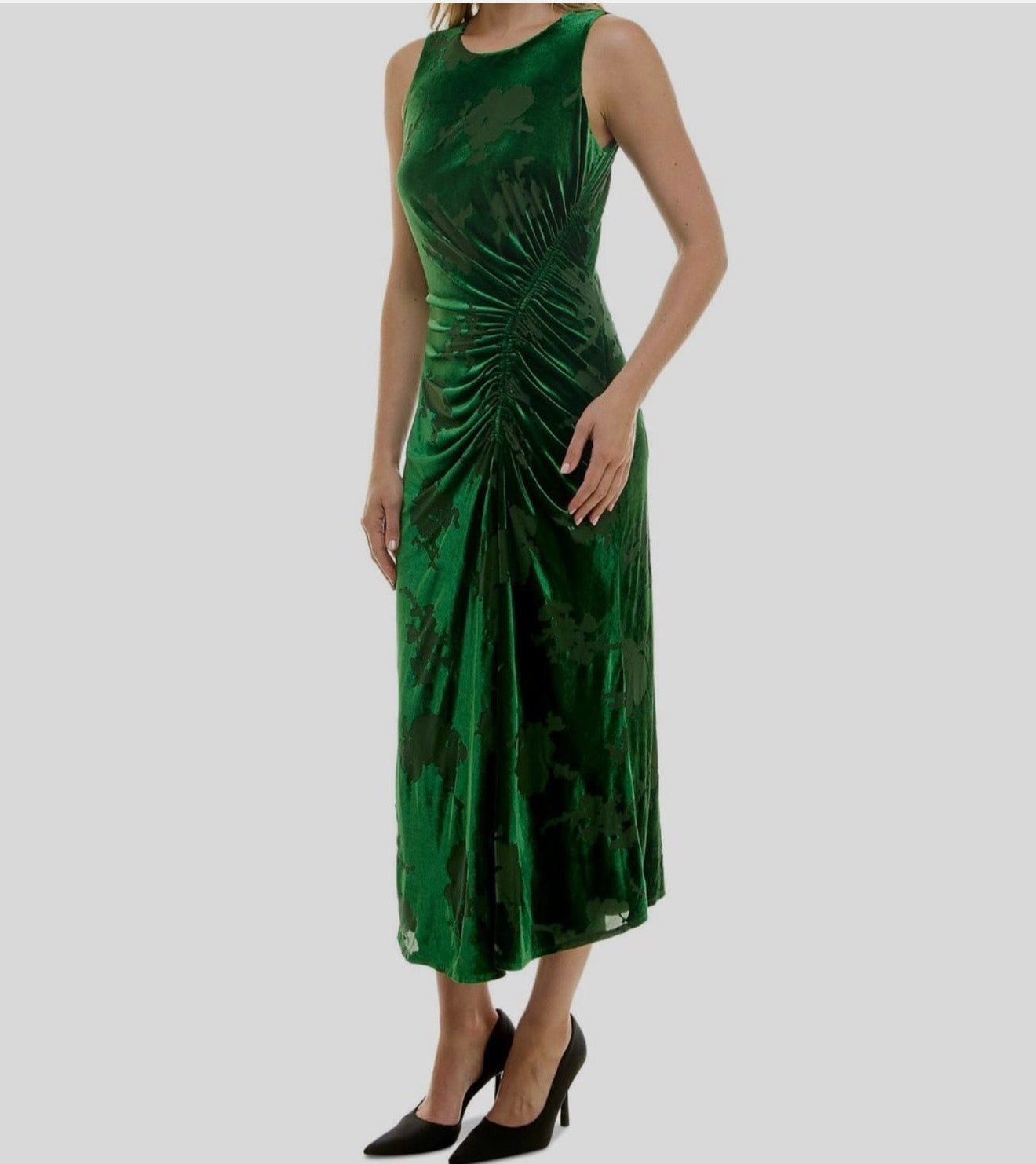 Taylor Women's Ruched Burnout Velvet MIDI Dress