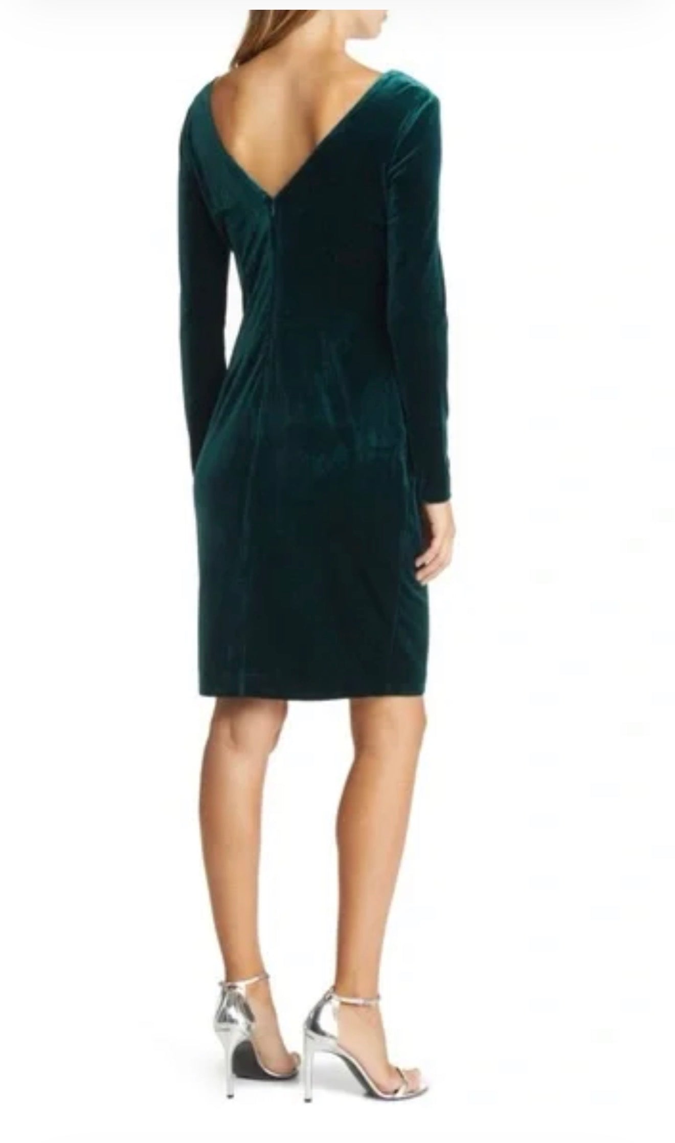 Ruched Long Sleeve Velvet Body-Con Dress Eliza J