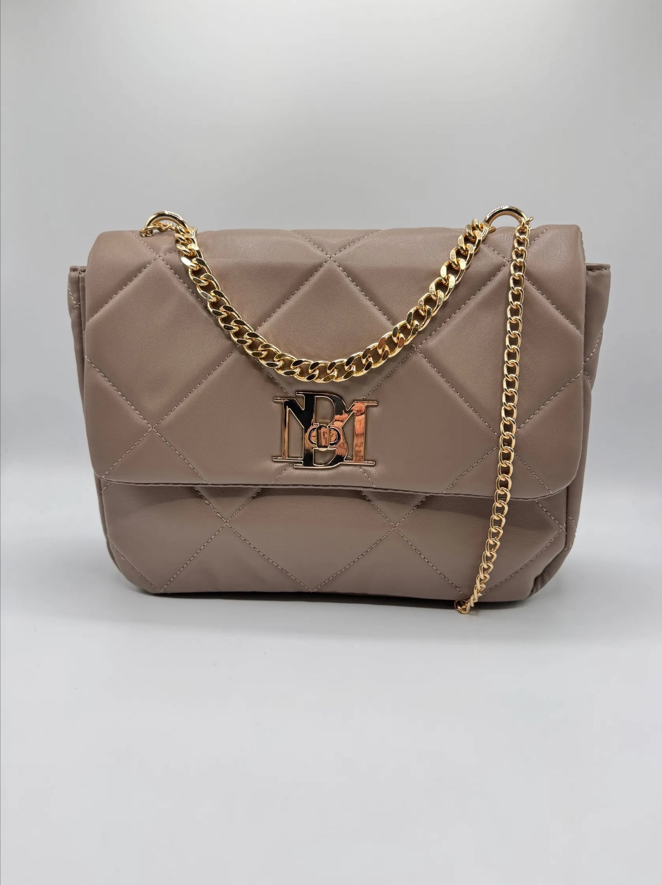 Badgley Mischka Quilted Book Bag - Gold Chain Strap Purse