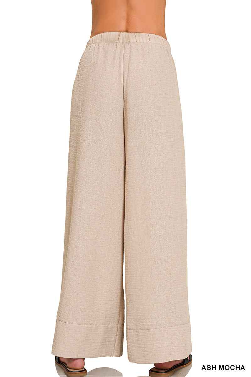 Zenana Linen Blend Wide Leg Pants – Flowy & Relaxed Fit
