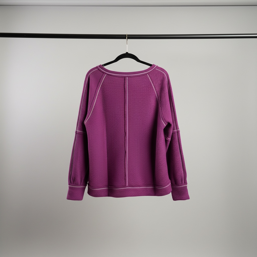 Exposed Seam Split Hem Knit Top - Contemporary Ribbed Sweater - CG Style Shop