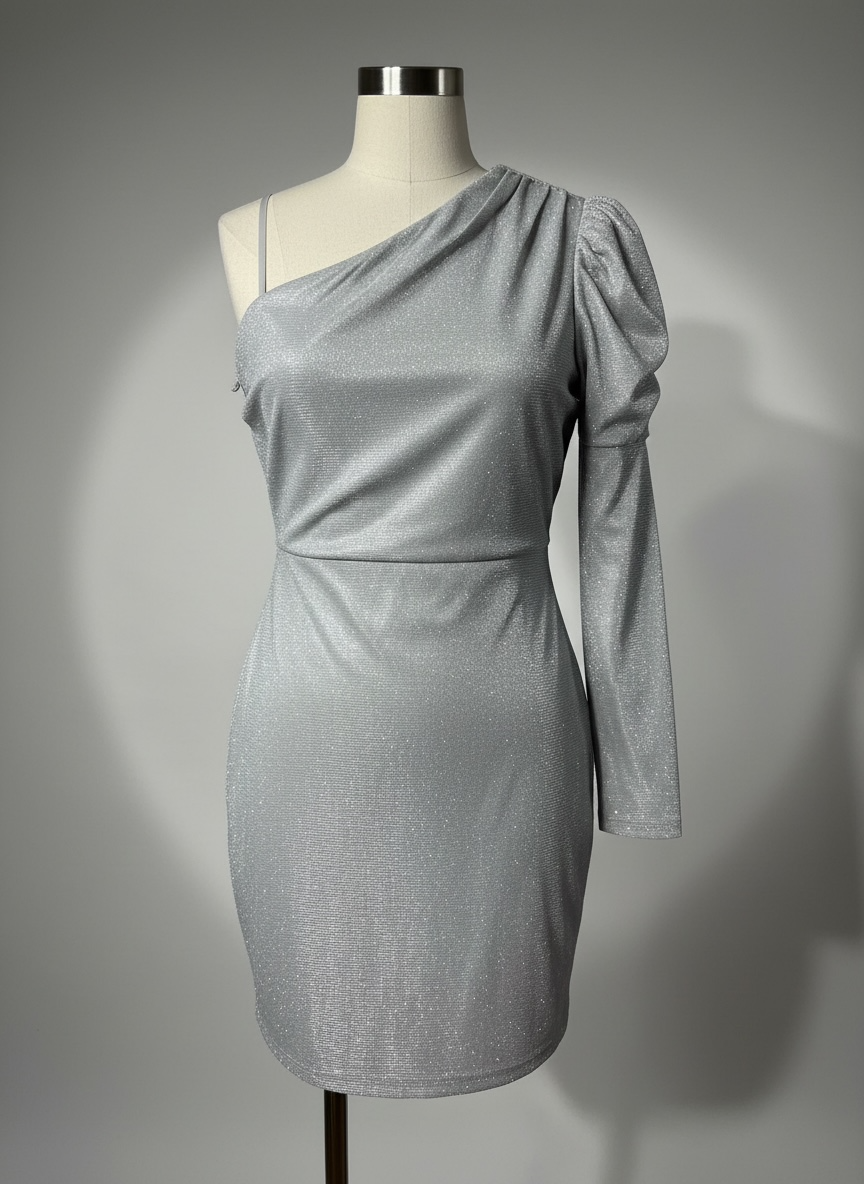 Bariano Australia one shoulder Silver Shimmer short dress