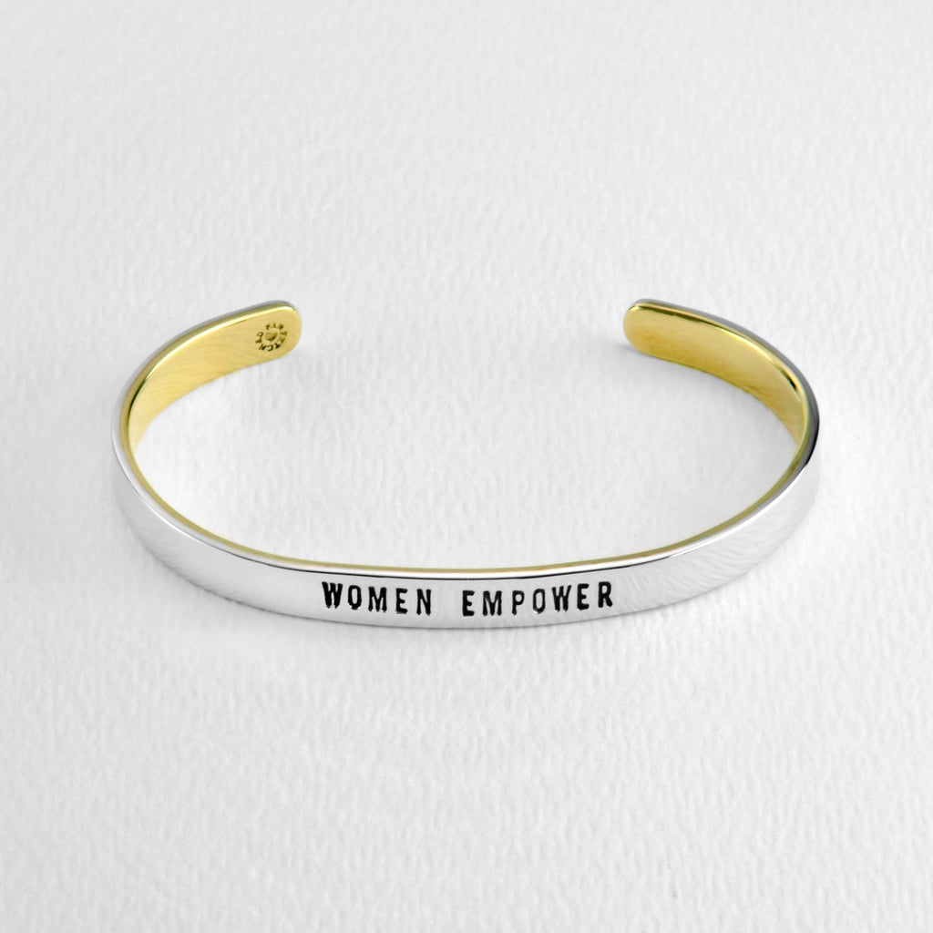 Women Adjustable Mixed Metals Cuff Bracelet Artisan Silver Brass